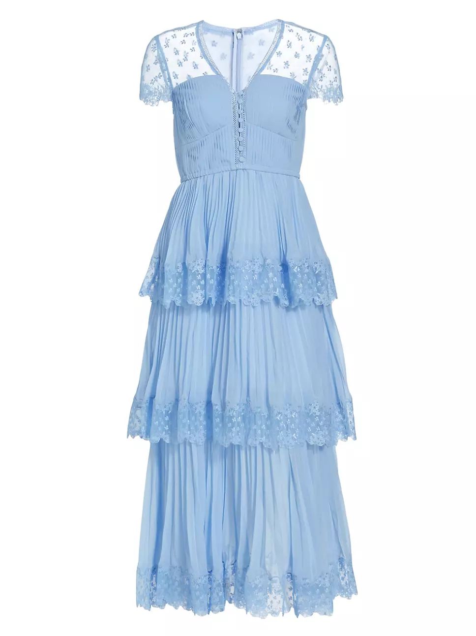 Pleated Tiered Chiffon Midi-Dress | Saks Fifth Avenue
