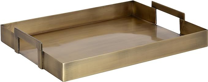 Kate and Laurel Myo Transitional Metal Rectangle Tray, 17 x 13, Brass, Modern Glam Rectangular De... | Amazon (US)