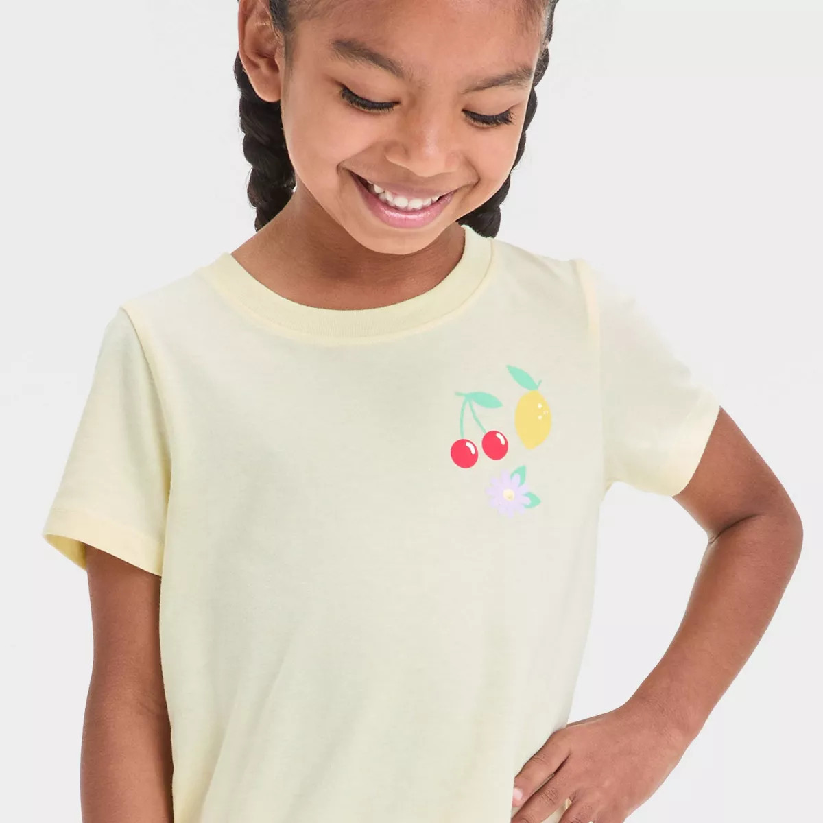 Toddler Girls' Fruits Graphic T-Shirt - Cat & Jack™ Light Yellow | Target