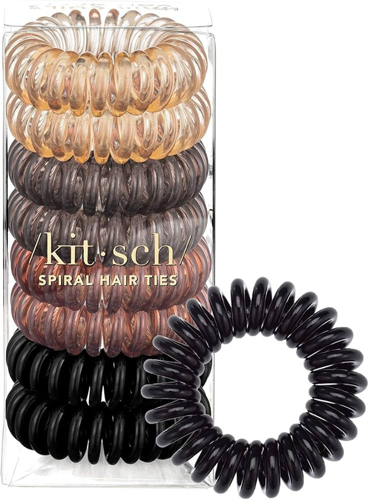 Kitsch Spiral Hair Ties for Women - Waterproof Ponytail Holders for Teens | Stylish Phone Cord Ha... | Amazon (US)