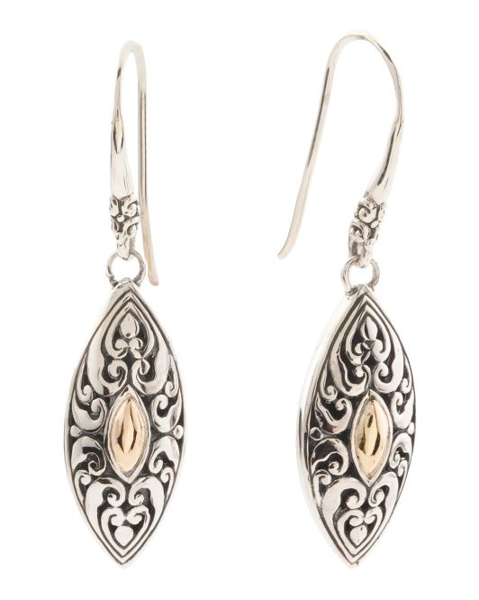 Made In Bali Sterling Silver 18kt Gold Angel Eyes Earrings | TJ Maxx
