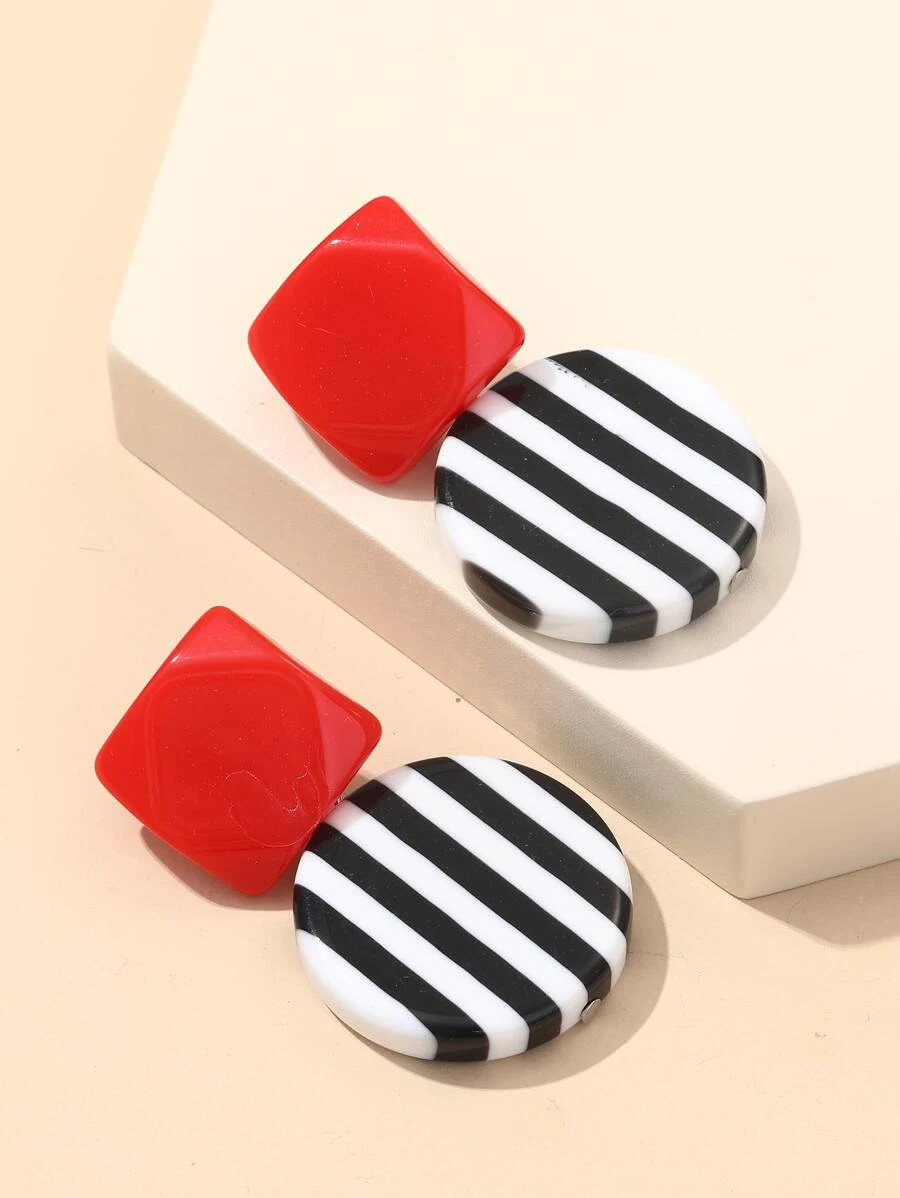 1pair Fashionable Resin Bohemia Style Big Hoop Earrings, Party Jewelry Gift For Girls | SHEIN