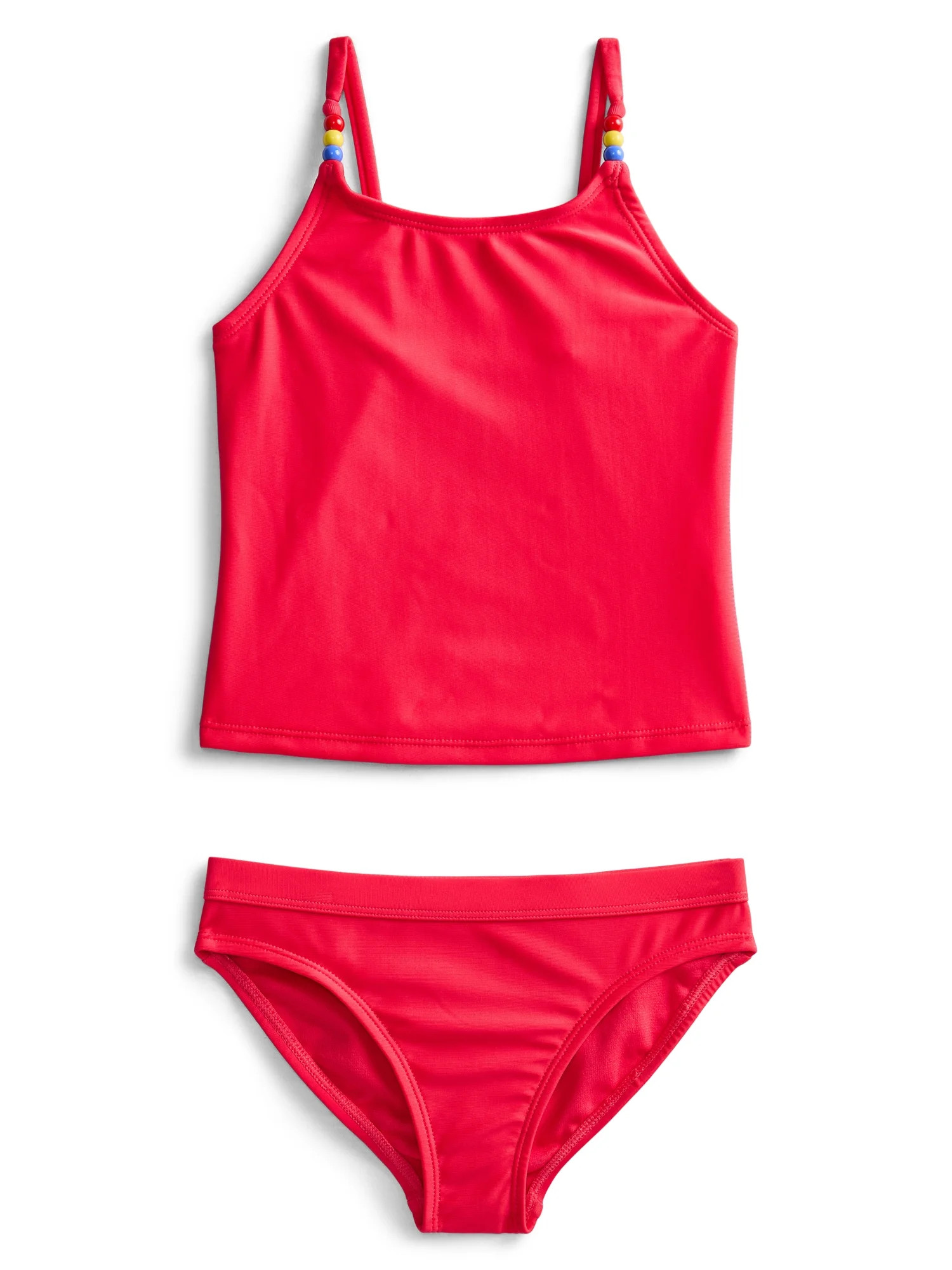 Wonder Nation Girls' Beaded Strap Tankini Swimsuit with UPF 50+, 2-Piece, Sizes 4-18 & Plus | Walmart (US)
