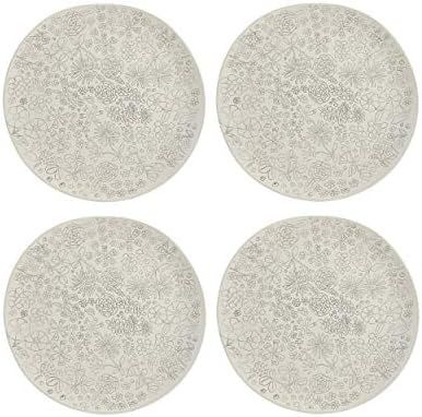 Dorotea Hand Painted Dinner Plate, 10.75-Inch, Set of 4, White/Gray | Amazon (US)