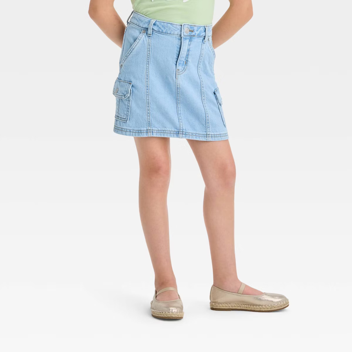 Girls' High-Rise Cargo Jean Skirt - Cat & Jack™ Light Wash | Target