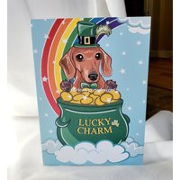 Lucky Dachshund St. Patrick's Day Greeting Card | Etsy (US)