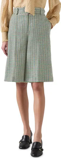 LK Bennett Daphne Belted Houndstooth Wool Bermuda Shorts | Nordstrom | Nordstrom