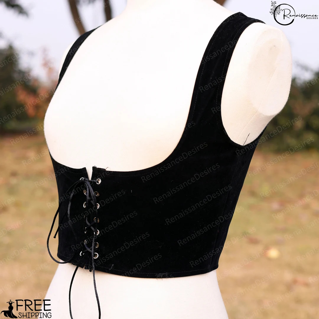 Ren Faire Gothic Lace up Corset, Renaissance Underbust Cupless Corset, Medieval Black Corset Top,... | Etsy (US)