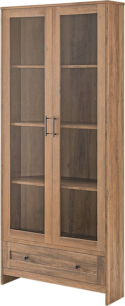 Home Source Corner Storage Cabinet in Reclaimed Barnwood with Glass Doors | Amazon (US)