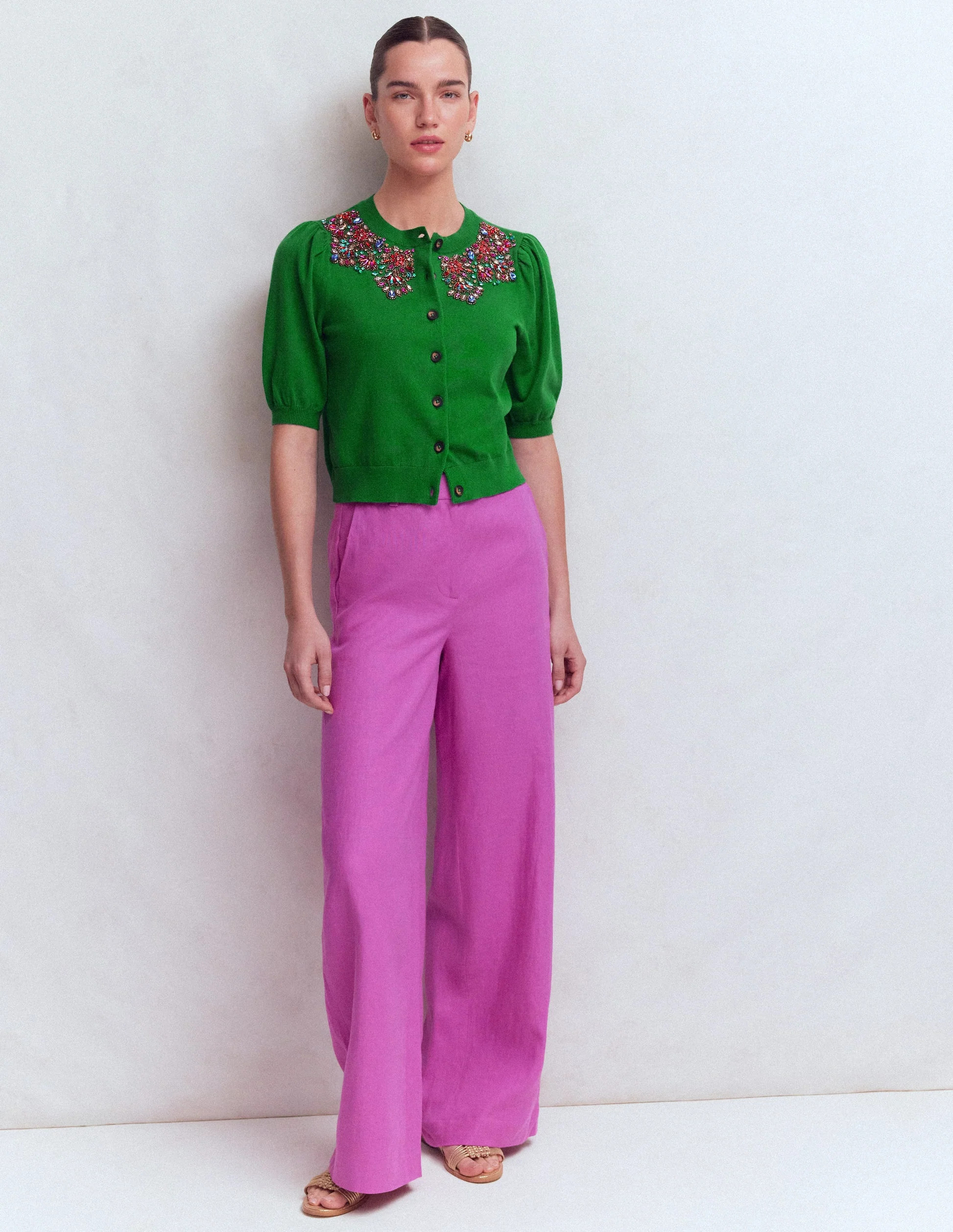 Nadia Embellished Cardigan-Green | Boden (US)