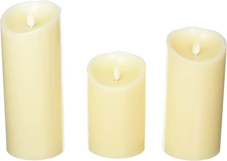 Luminara Flameless Candles Set of 3, (3" x 4", 3" x 6", 3" x 8"), Pillar, Scented, Ivory, Real Wa... | Amazon (US)