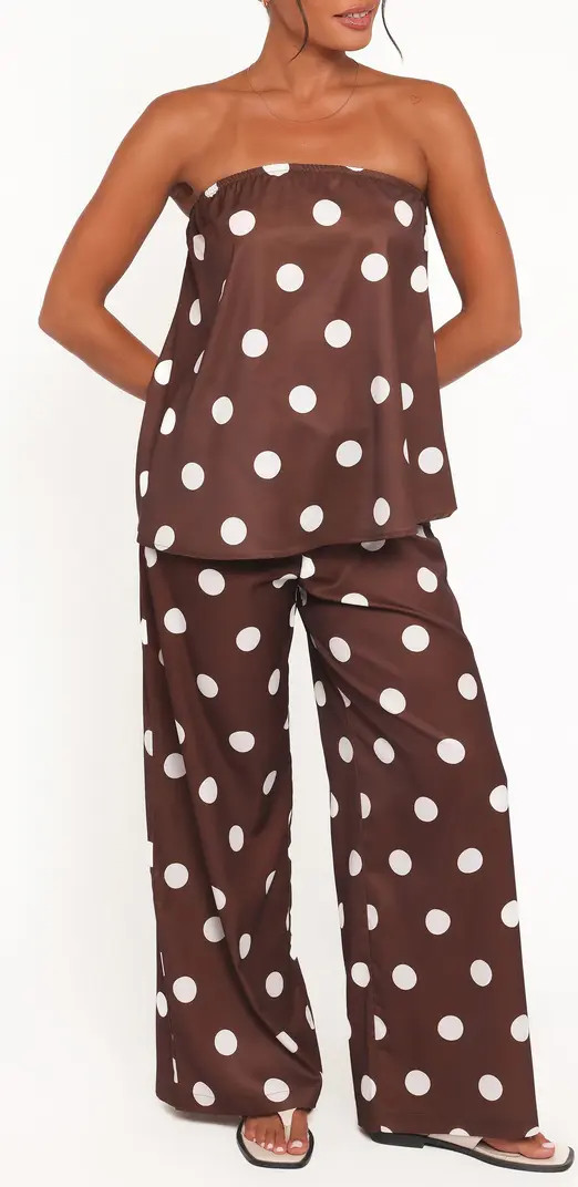 Brielle Polka Dot Strapless Top & Pants Set | Nordstrom