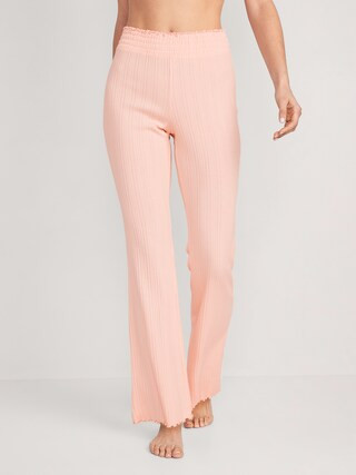 High-Waisted Pointelle-Knit Boot-Cut Pajama Pants for Women | Old Navy (US)