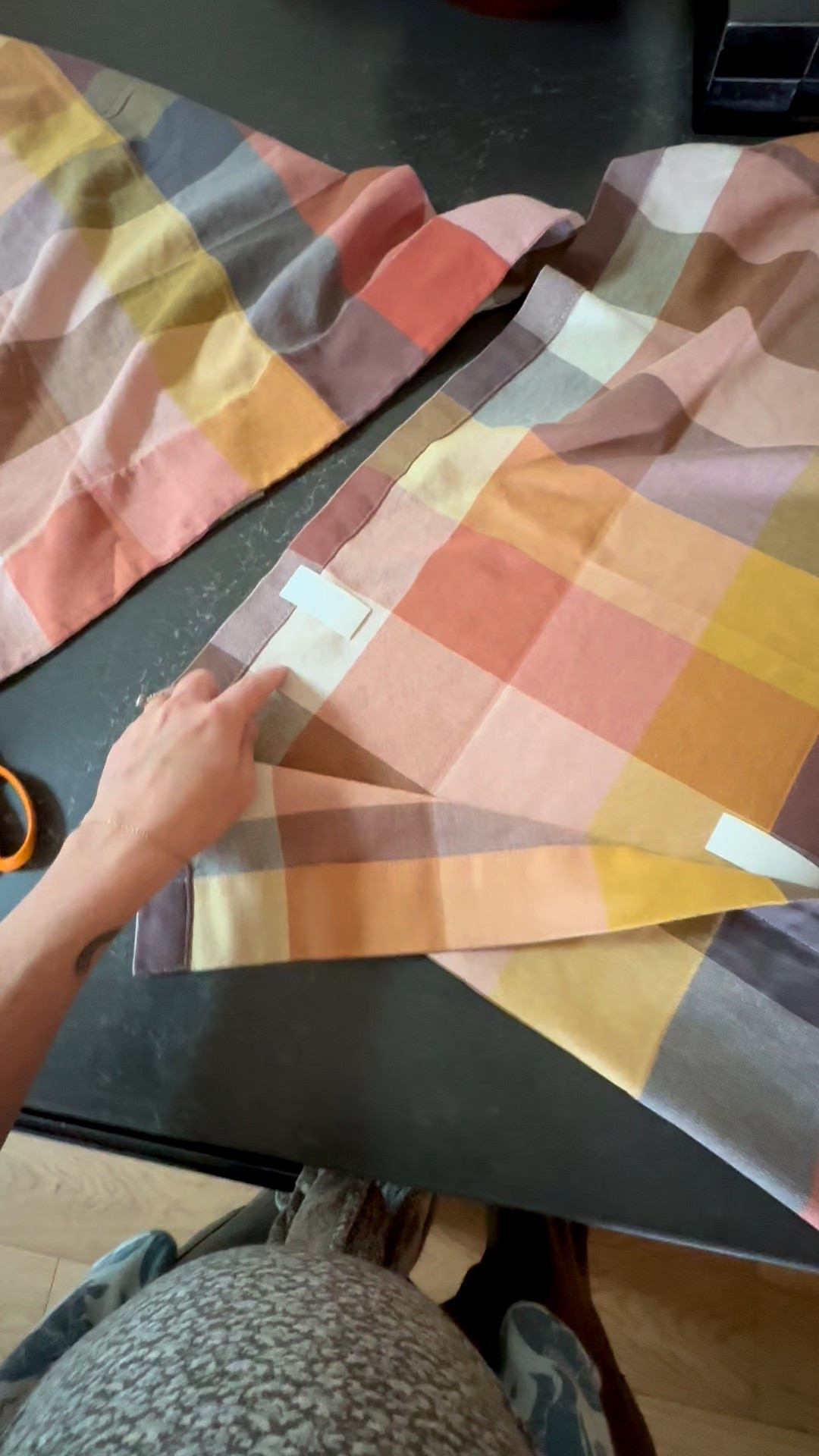 hemming my curtains with double sided tape 😂😂