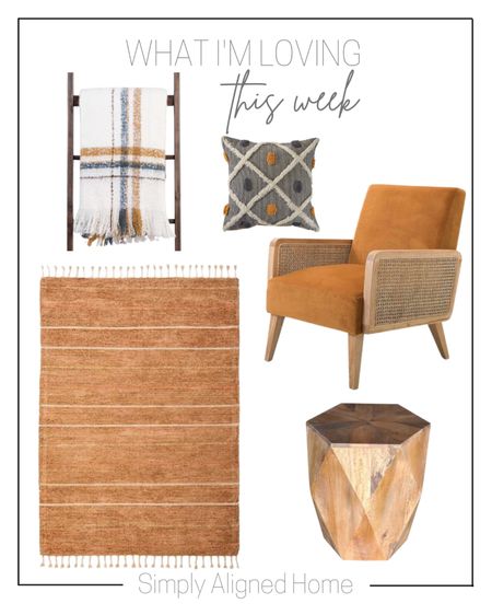 —yellow rattan accent chair—geometric mango wood accent table—cream fall plaid fringed mohair throw—blue and orange tufted accent pillow—terracotta stripes tasseled area rug 8x10

#LTKstyletip #LTKhome #LTKfamily