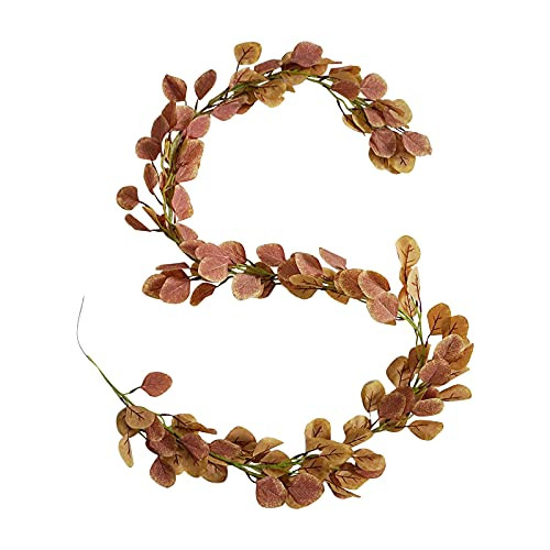 RelatoHolife Artificial Yellow Eucalyptus Fall Garland Plants, 6 Ft Faux Vines Hanging Silk Eucal... | Amazon (US)