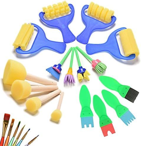 22 Pcs/Set Foam Paint Sponges Brushes Roller Brayer Art Craft Graffiti Paintbrushes Set for Kids ... | Amazon (US)