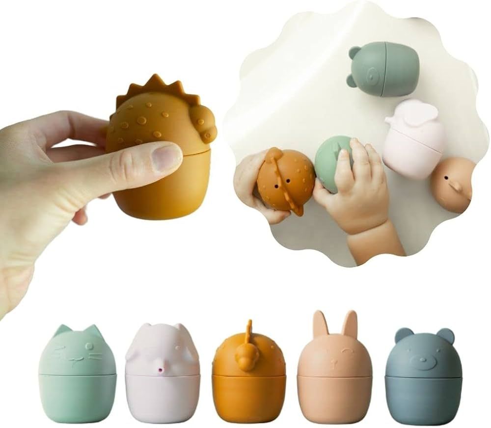 Ivory Cradle Silicone Bath Toys - Set of 5 Collapsible animals - dishwasher safe, food grade sili... | Amazon (US)