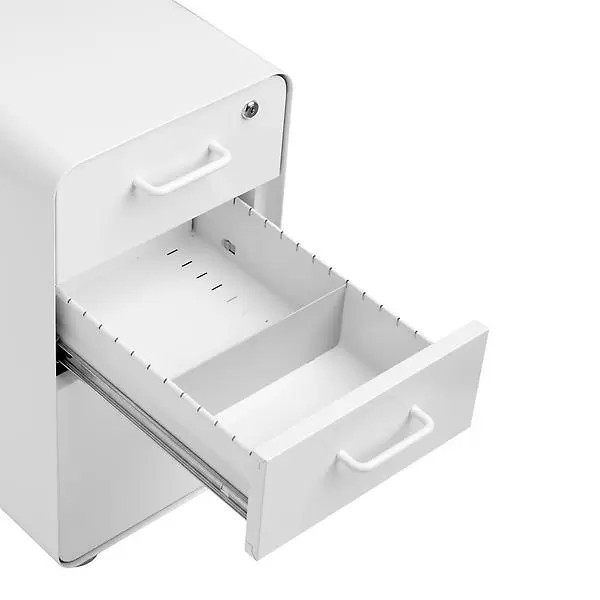Poppin White Slim 3-Drawer Stow Filing Cabinet | The Container Store