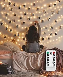 LECLSTAR Photo Hanging Clips String, 50 LED Photo Clips String Lights 17ft Photo String Lights wi... | Amazon (US)