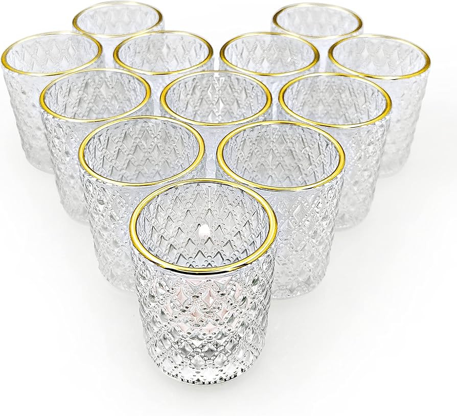 SHMILMH Clear Votive Candle Holders, Glass Tealight Candle Holders Bulk with Rim for Wedding Tabl... | Amazon (US)