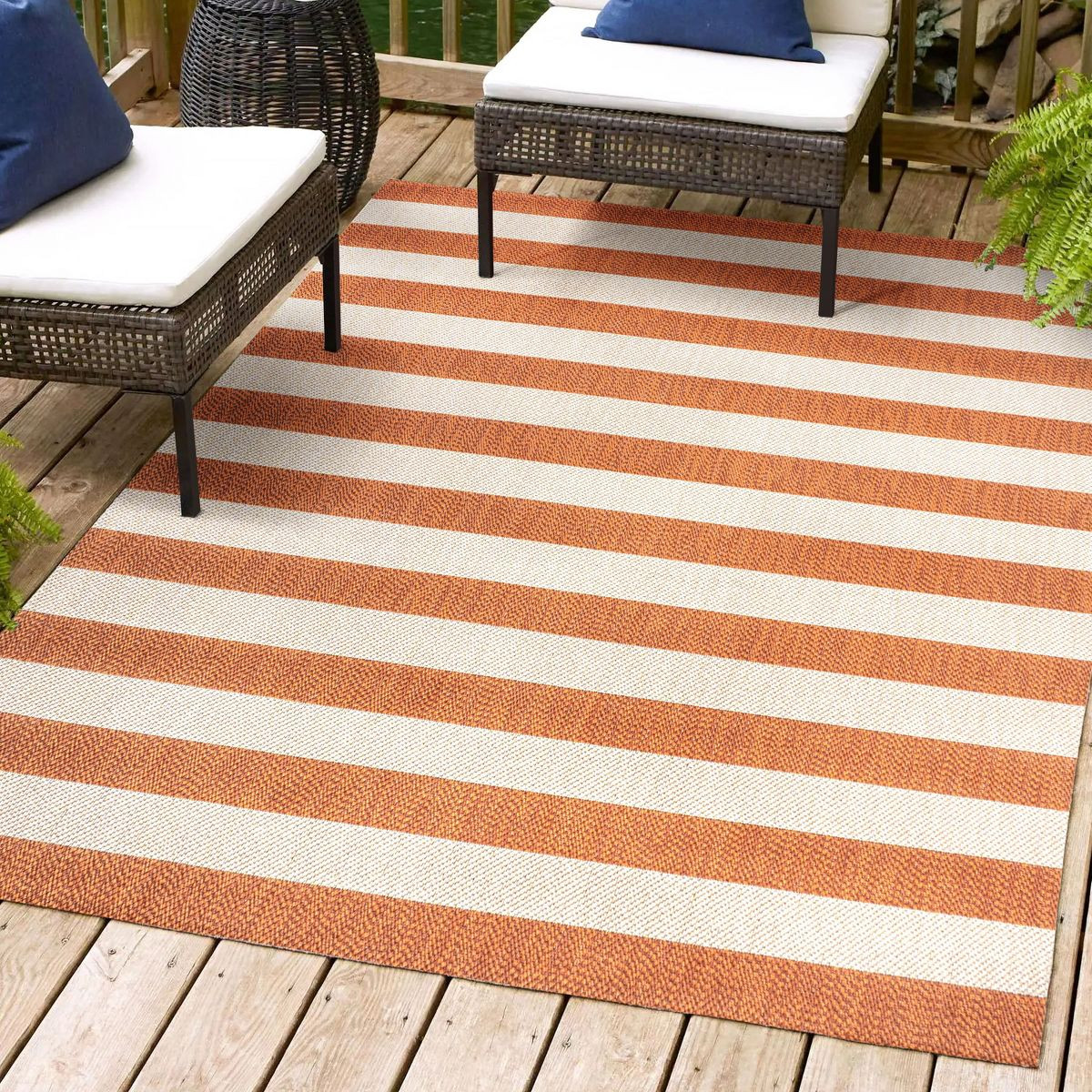 Negril Two-Tone Wide Stripe Indoor/Outdoor Area Rug - JONATHAN Y | Target