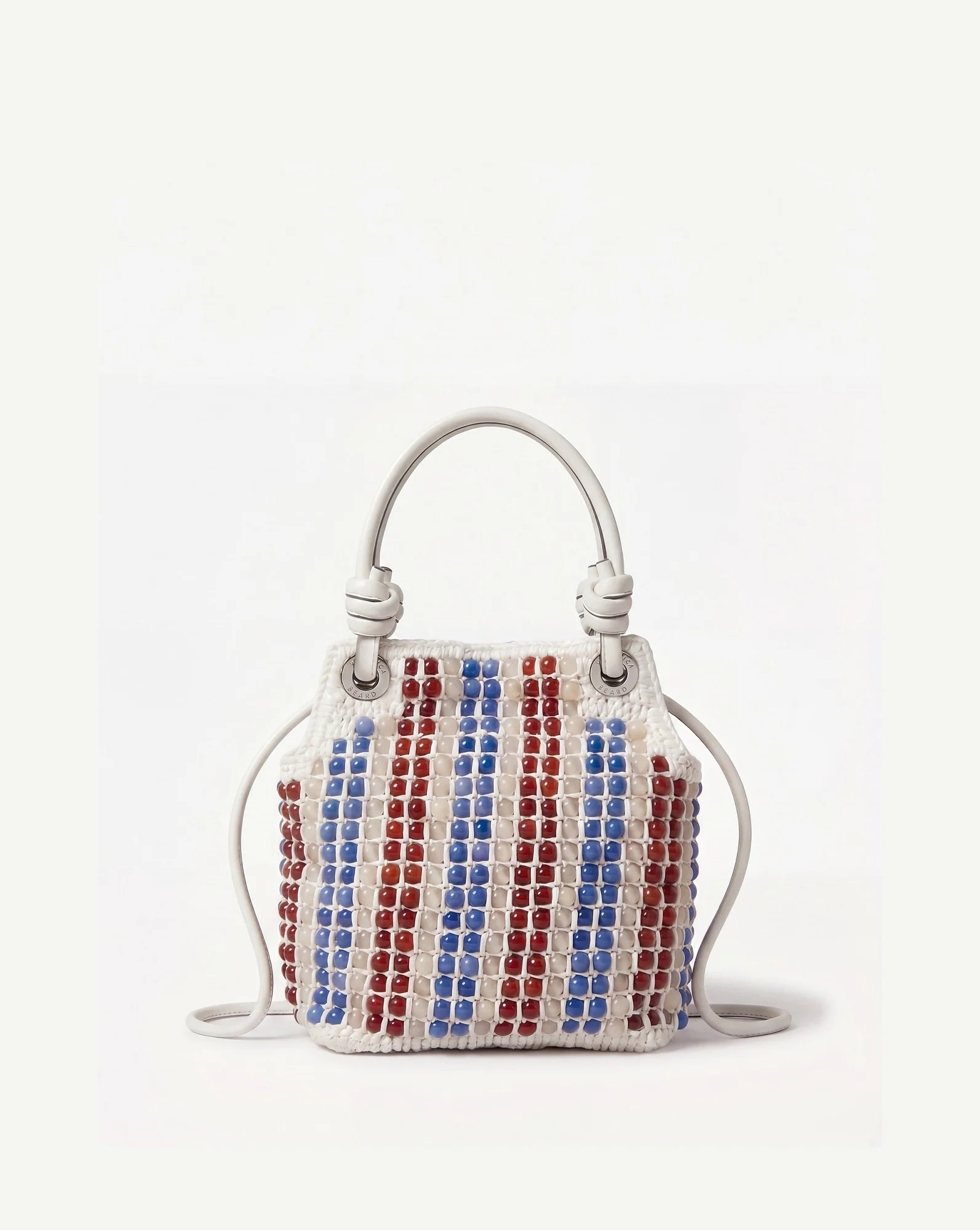 Small Beaded Veronica Beard Slouch Bag in Off White Leather Multi | Veronica Beard | Veronica Beard