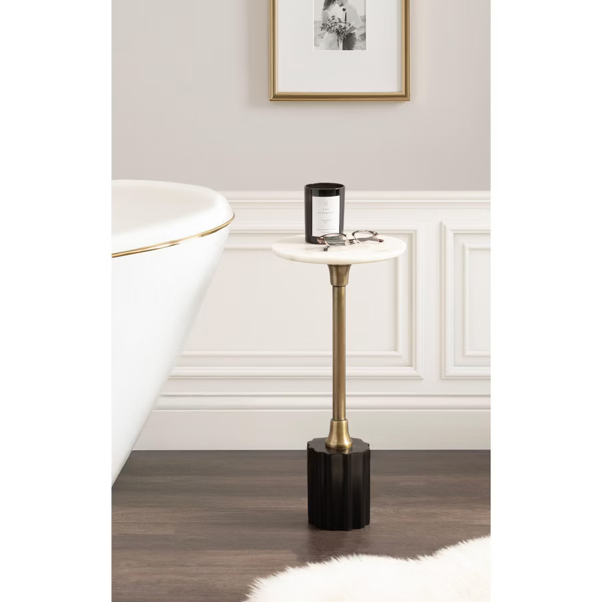 Kate and Laurel Nisha Round Marble Drink Table, 10x10x22, Gold and Black | Target