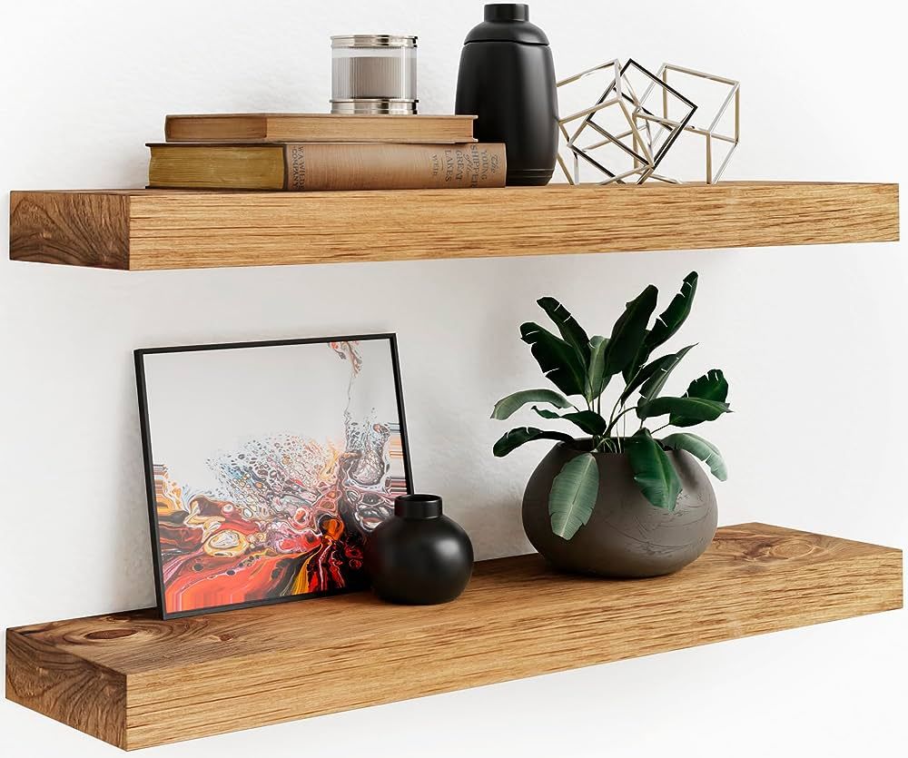 Imperative Décor Floating Wall Shelves Set of 2 - Functional & Rustic Wooden Shelve for Home Fur... | Amazon (US)