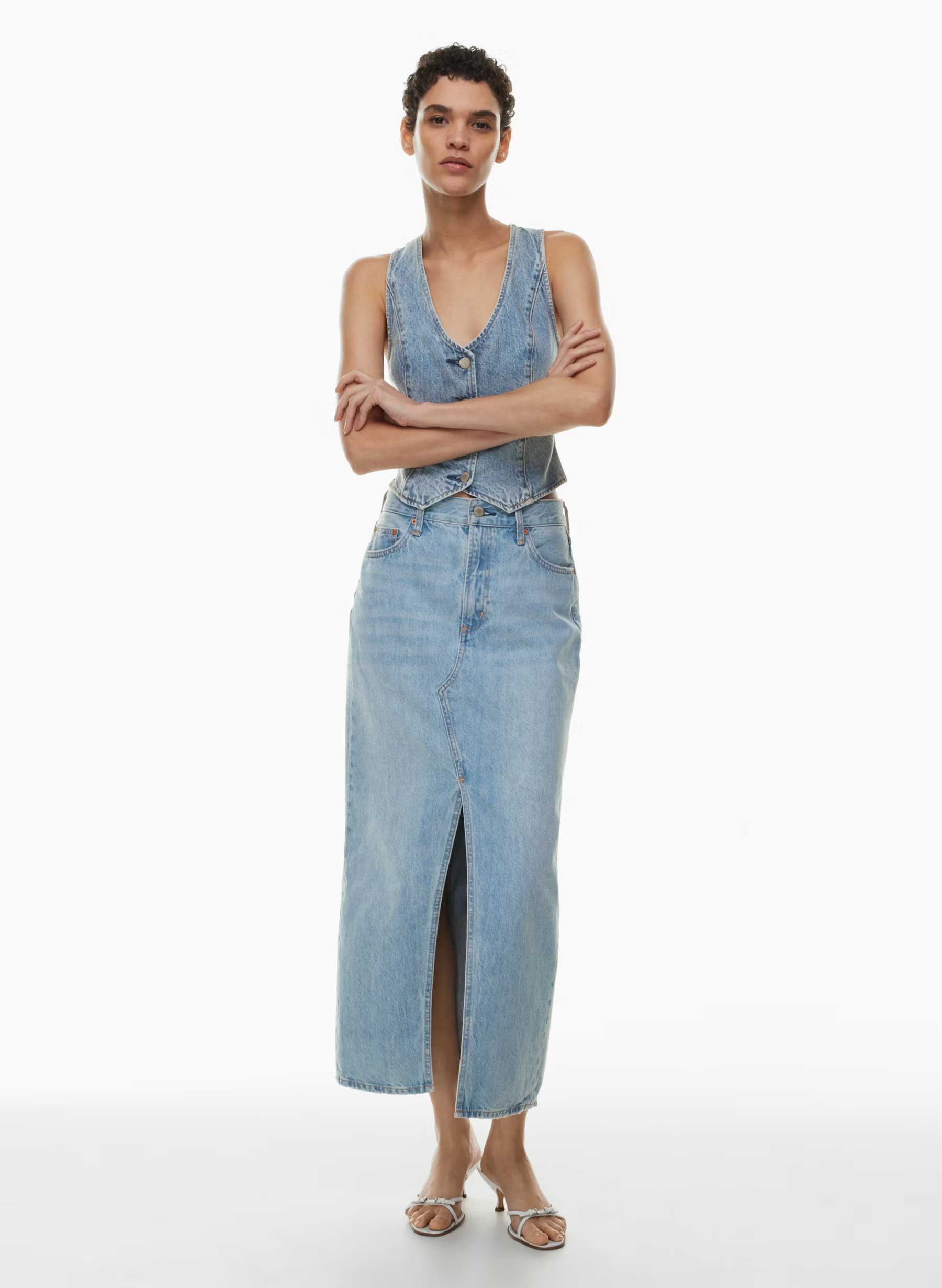 THE '90S VINTAGE MAXI DENIM SKIRT | Aritzia