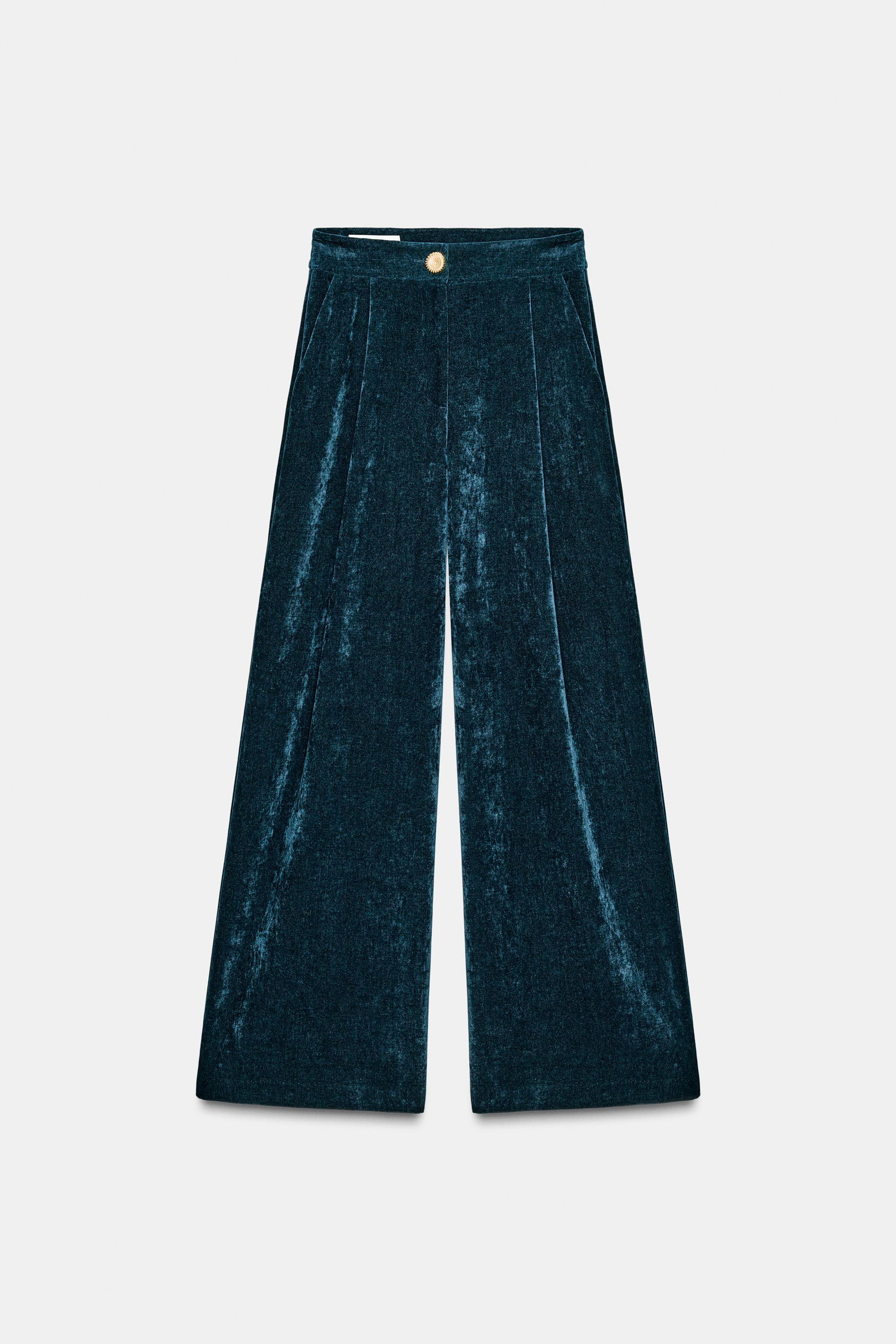 VELVET WIDE LEG PANTS | Zara US