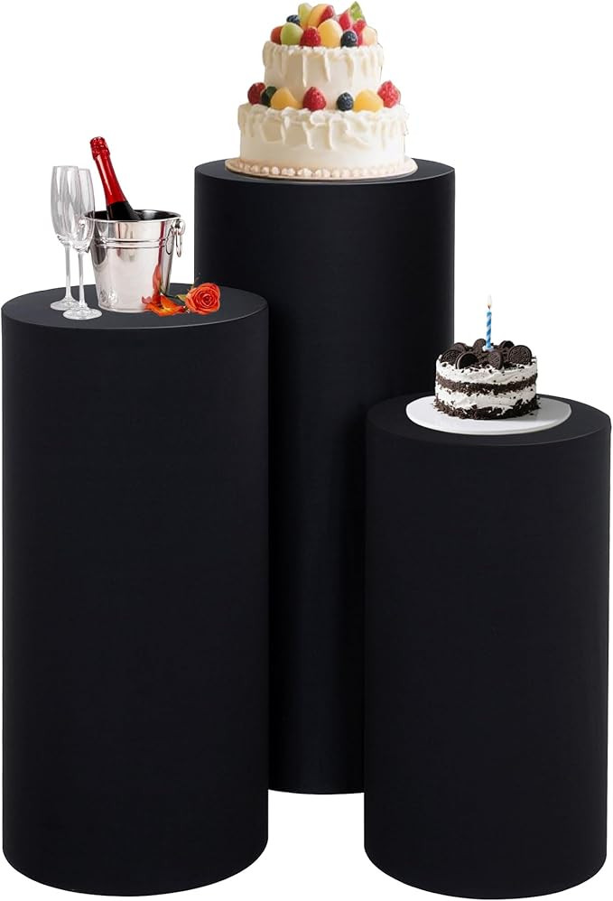 SquarePie Cylinder Covers Set of 3 Black Spandex Fitted Cylinder Pedestal Stand Covers for Party ... | Amazon (US)