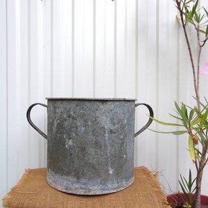 Vintage Galvanized Zinc Planter - Hungarian Two Handled Pot - Garden Planter - Rustic Garden Deco... | Etsy (US)