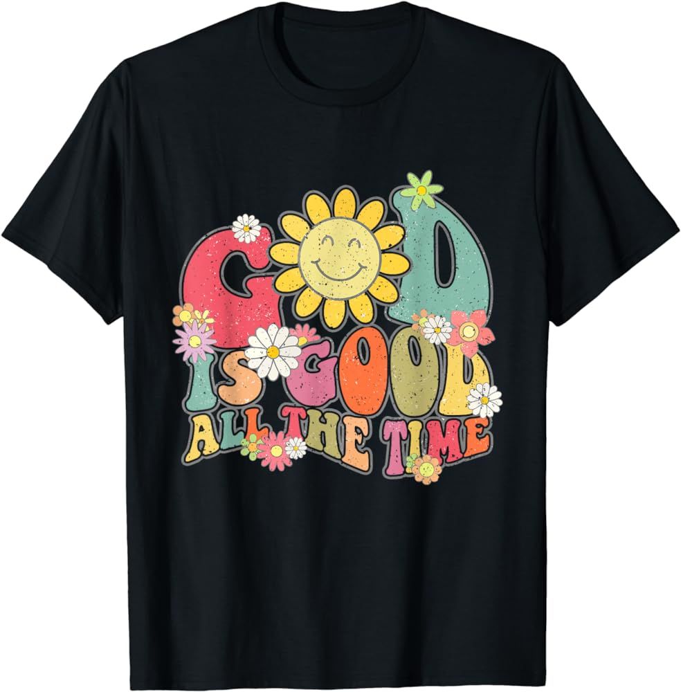 God Is Good All The Time Retro Vintage Floral Christian T-Shirt | Amazon (US)