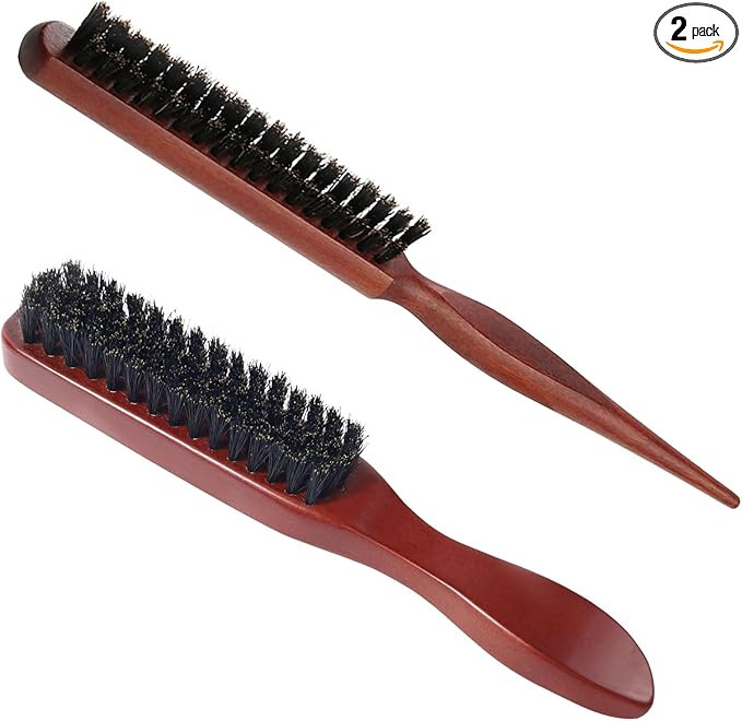 2 Pcs Slick Back Hair Brush, Smoothing Brush, Boar Bristle Hair Brushs, Hair Brush for Slick Back... | Amazon (UK)