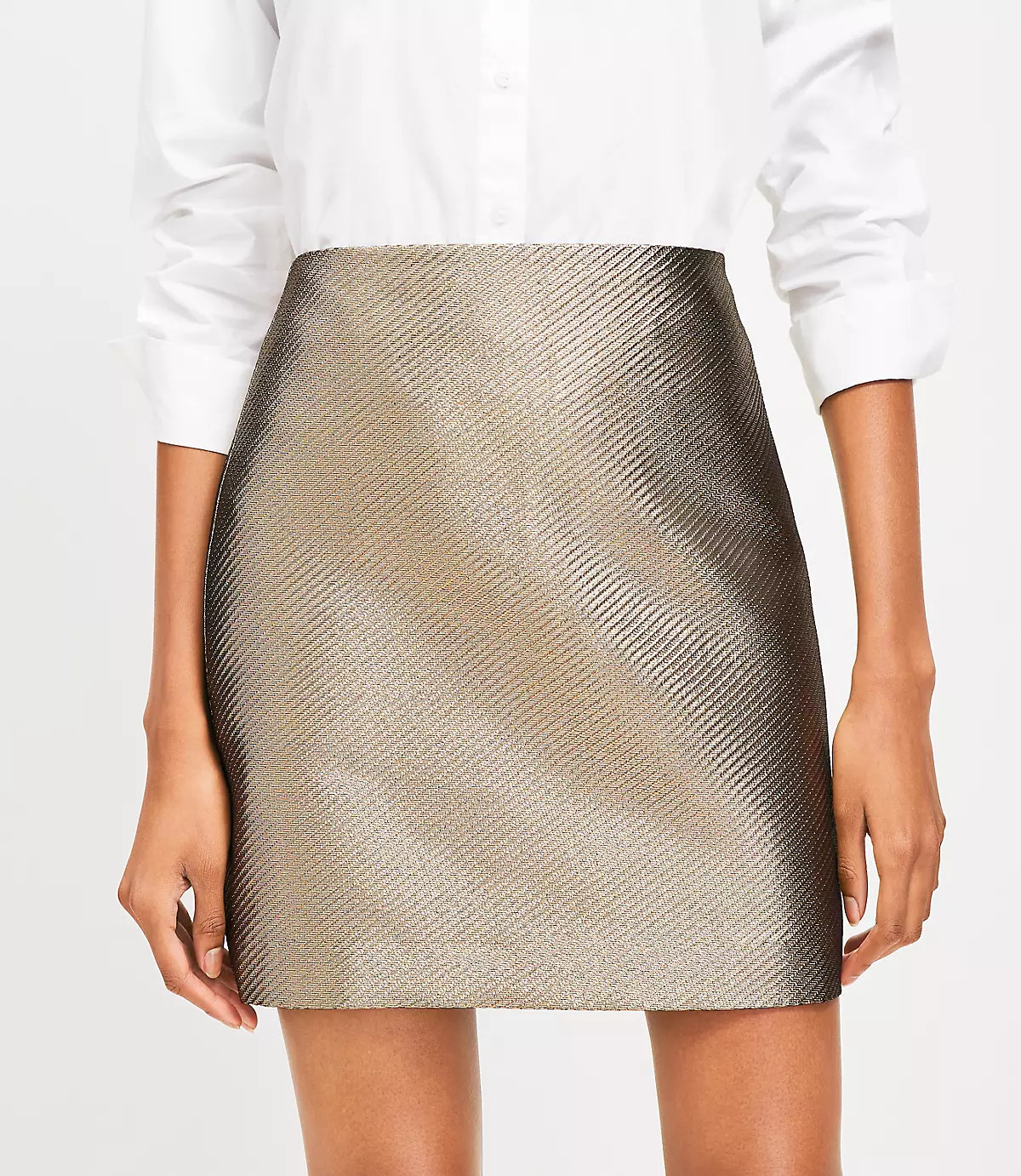 Metallic Textured Jacquard Mini Skirt | LOFT