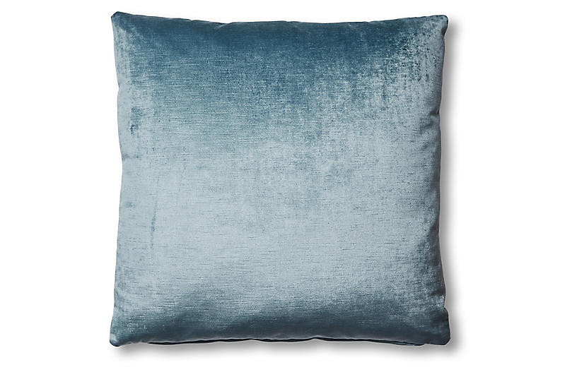Hazel Pillow, Denim Blue Velvet | One Kings Lane