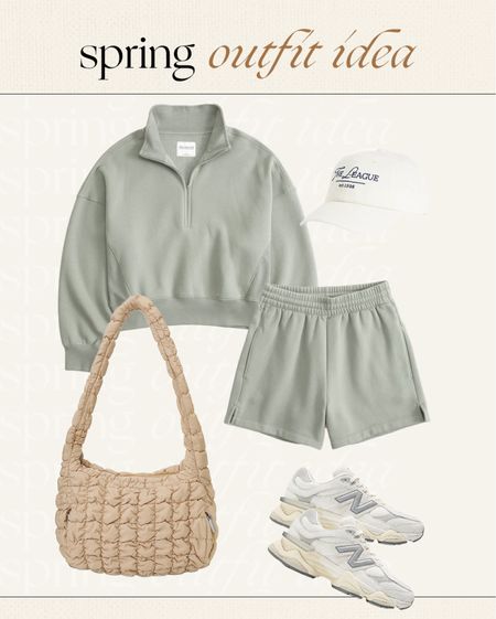 Spring outfit idea 🌷 matching shorts and sweatshirt, sneakers, ball capp

#LTKstyletip #LTKfindsunder100 #LTKfindsunder50