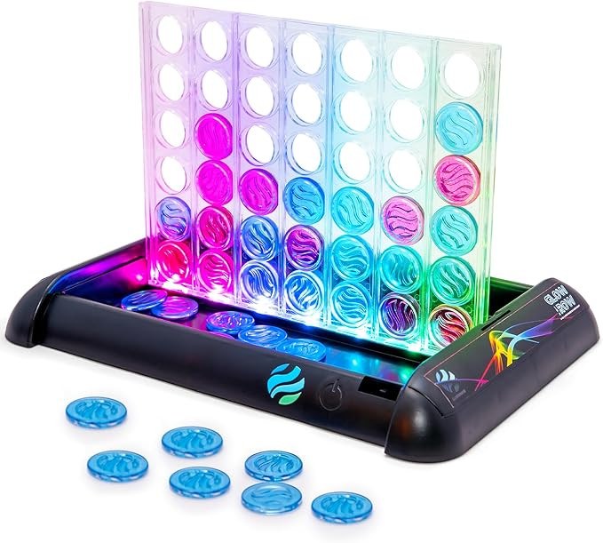Glow in a Row Light-Up 4 in a Row Board Game, Strategy Games for Kids Ages 6 and Above, 2 Player ... | Amazon (US)