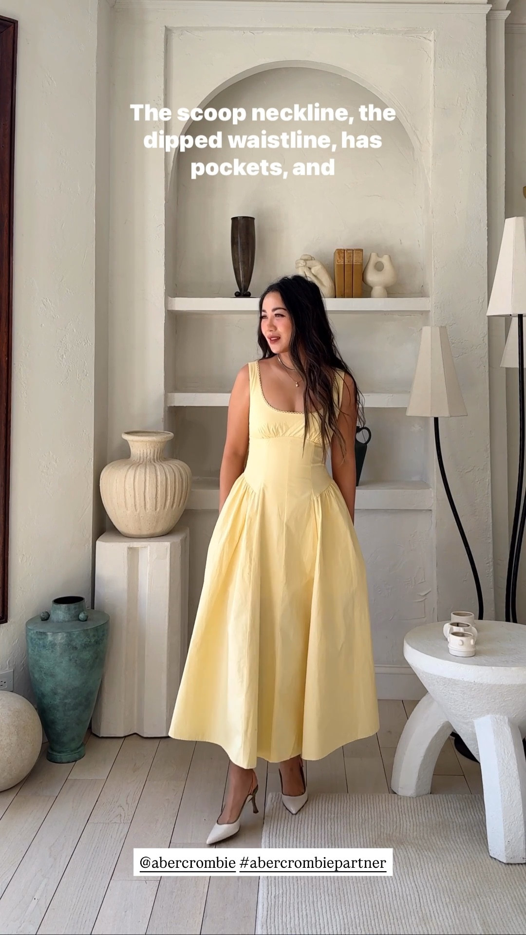 The dress of spring/summer! 

For size reference, I’m 5 ft 115 pounds with a postpartum mommy tummy and wearing an XS Petite. Midsection and petite friendly. So flattering! Built-in bra support, pockets, easy to wear with kitten heels or flats.

@abercrombie  
#abercrombiepartner

#LTKPetite #LTKmomlife #LTKOver40