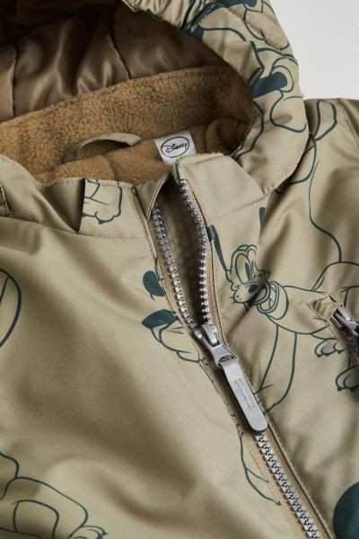 Water-repellent all-in-1 suit - Dark beige/Mickey Mouse - Kids | H&M GB | H&M (UK, MY, IN, SG, PH, TW, HK)