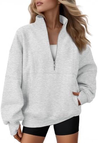 AUTOMET Women's Quarter Zip Oversized Sweatshirt Fleece Mock Neck Pullover | Amazon (US)