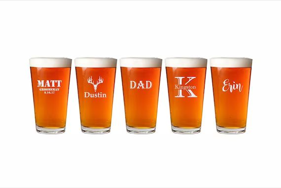 Custom Beer Glass, Personalized Beer Glass, Groomsmen Gift, Engraved Pint Glass, Beer Glasses, Pe... | Etsy (US)