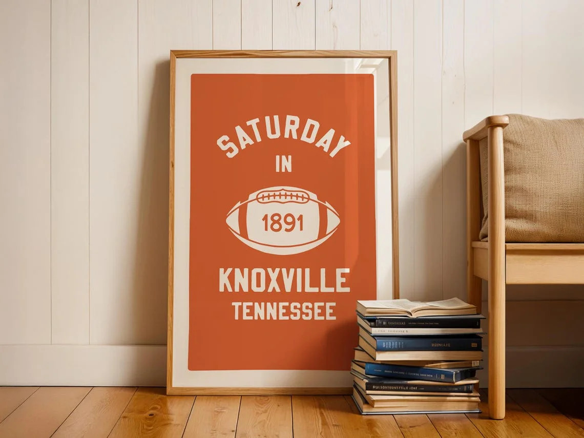 Retro Football Print Tennessee College Sports Wall Art, Stretched Canvas 12x16in | Walmart (US)