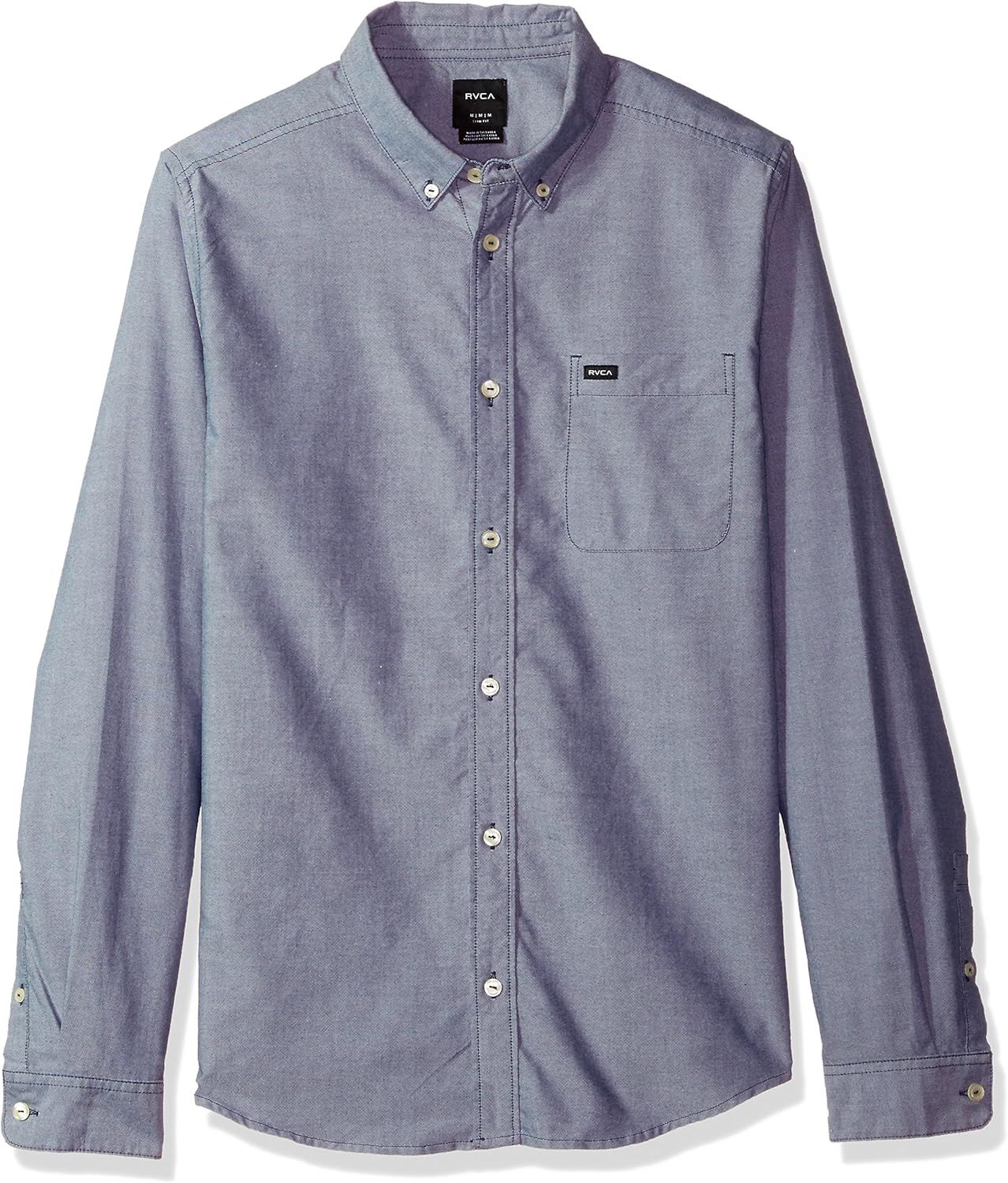 RVCA Men's Long Sleeve Button Down Slim Fit Oxford Woven Shirt       Add to Logie | Amazon (US)