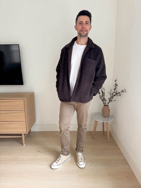 Men’s fashion. Mikes wardrobe overhaul. Super comfy Madewell Sherpa jacket. 

Mike is 6’3”. Wears a large in tops and bottoms. 

Madewell jacket large
H&M tee xl
Rails jeans 33x32
Converse sneakers 12


#LTKstyletip #LTKshoecrush #LTKmens