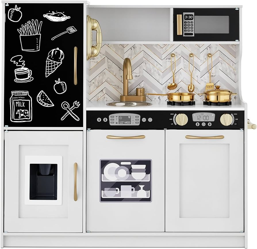 Best Choice Products Pretend Play Kitchen Wooden Toy Set for Kids w/Realistic Design, Telephone, ... | Amazon (US)