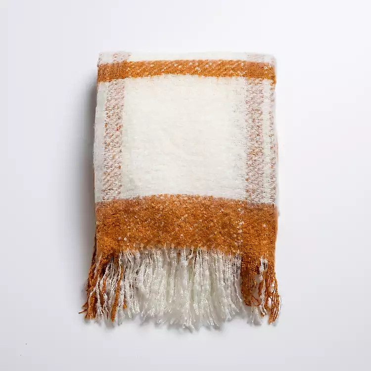Spice Windowpane Faux Mohair Throw | Kirkland's Home