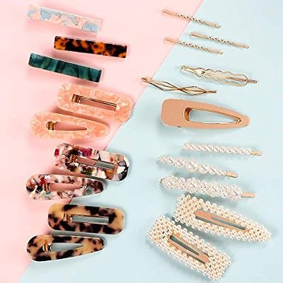 Fashion Hair Clips Set, 20 PCS Pearls Hair Clips Acrylic Resin Hair Barrettes Hair Clip Hairpins ... | Amazon (CA)