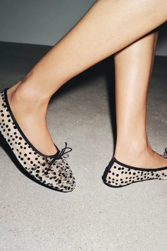 MESH BALLERINA WITH BOW | Zara UK